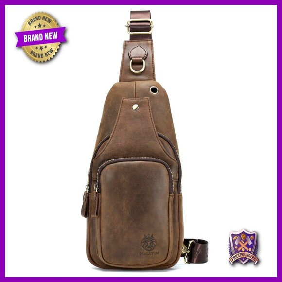 Other - Genuine Leather Sling Bag Vintage Luxury Casual Daypack Adjustable Strap